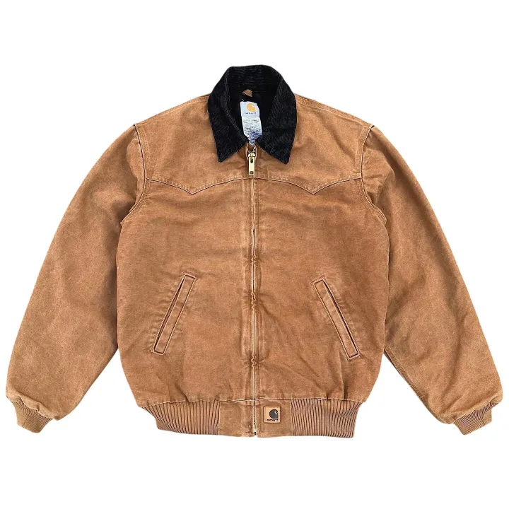 Brown Carhartt Santa Fe jacket with a corduroy collar